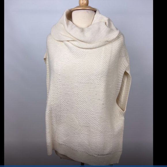 BCBG MaxAzria Cream Knit Cowl Neck Sleeveless Sweater  Size S - Picture 4 of 5